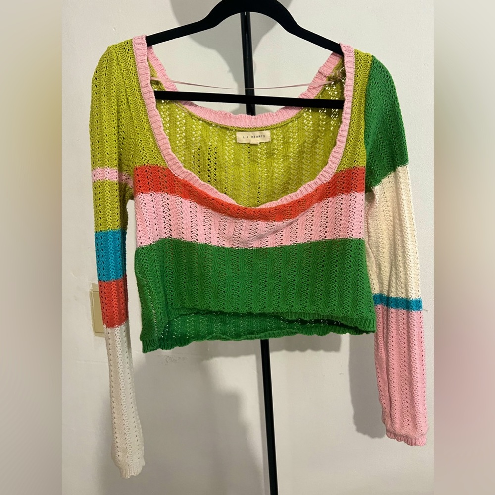Crochet off the shoulders colorful top
